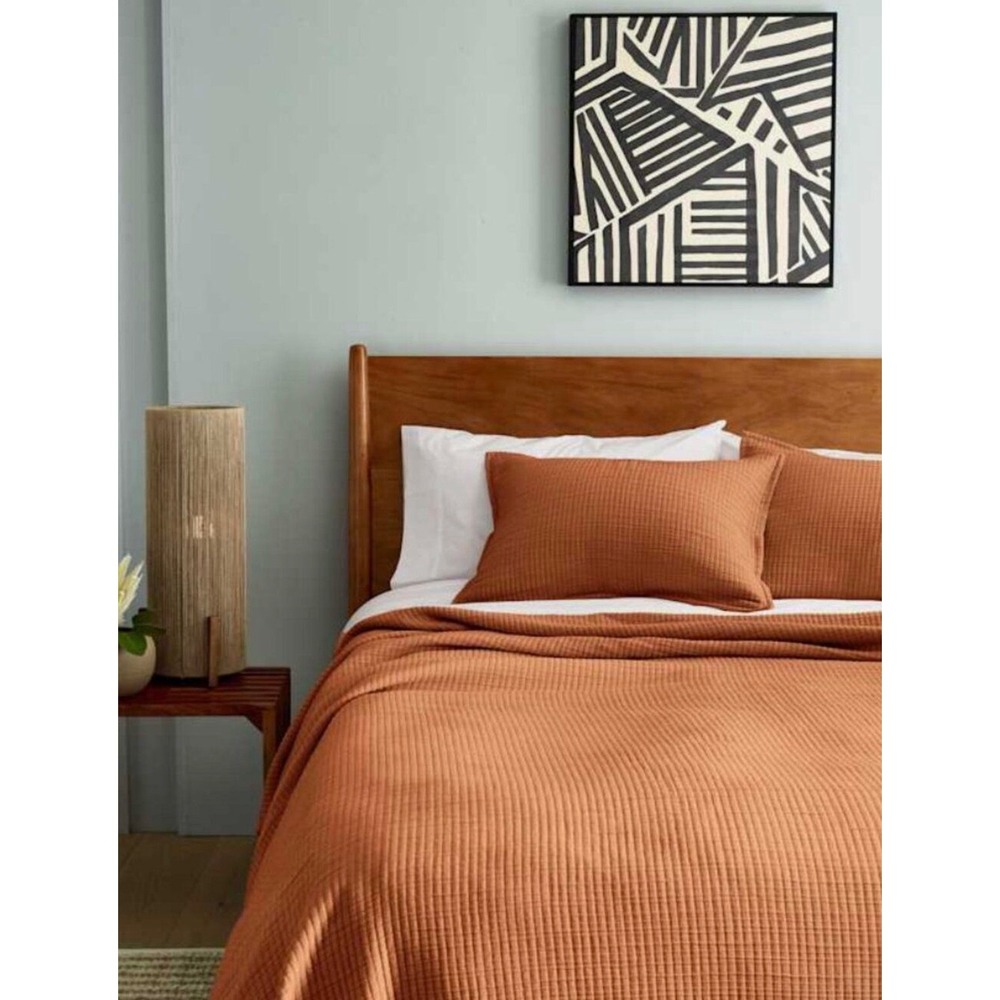 Quince Organic Ribbed Cotton Coverlet Set Full/Queen – Terracotta